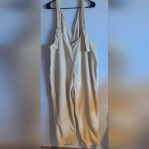 NWOT Tan Fleece Overalls with 2 Back Pockets